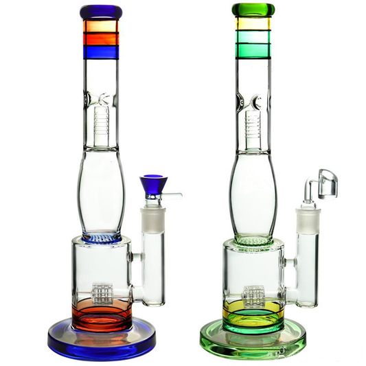 Colorful Tall Honeycomb Percolator Bong