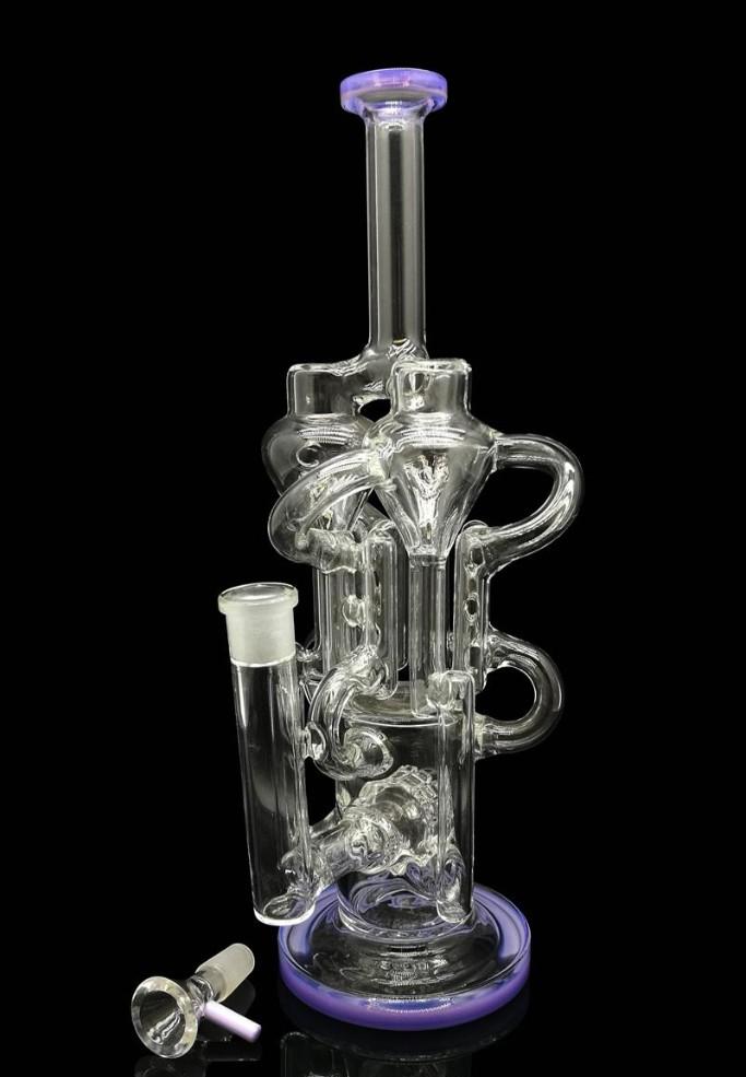 Scientific glass water pipes 12.5" tall bong 610g thinckness bongs with Multi-Chambers Perc recyclers 14.5 joint