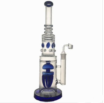Tall + Green | Blue Octopus Bong - Honeycomb Straight-Tube