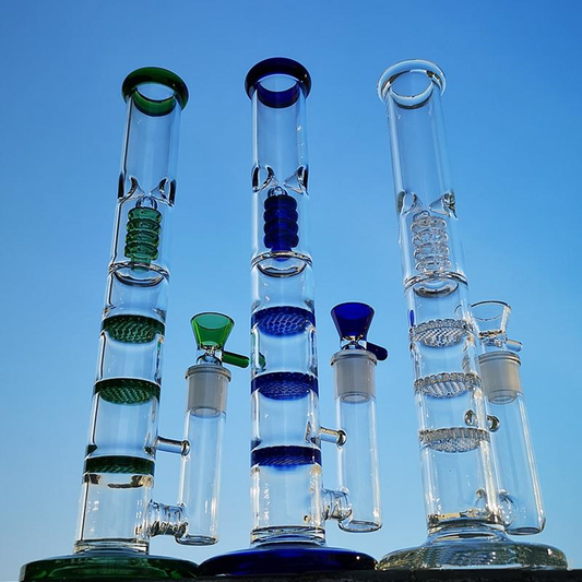 Triple Perc Bong with Honeycomb Percolator