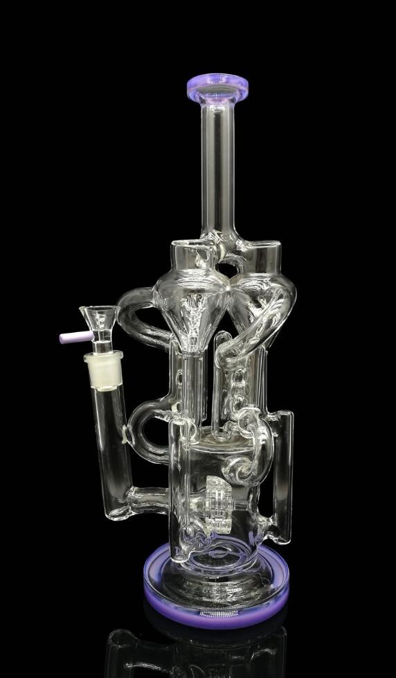 Scientific glass water pipes 12.5" tall bong 610g thinckness bongs with Multi-Chambers Perc recyclers 14.5 joint