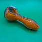 4" Orange, Blue, & Maroon, Striped, Glass Hand Pipe (Spoon)