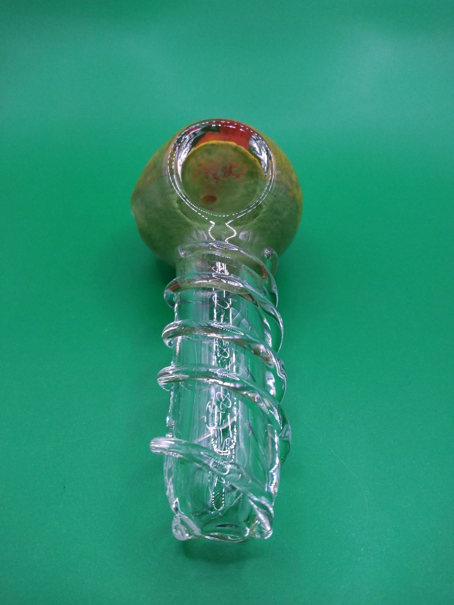 3.5" Yellow/Green/Red Spiral Glass Hand Pipe (Spoon)