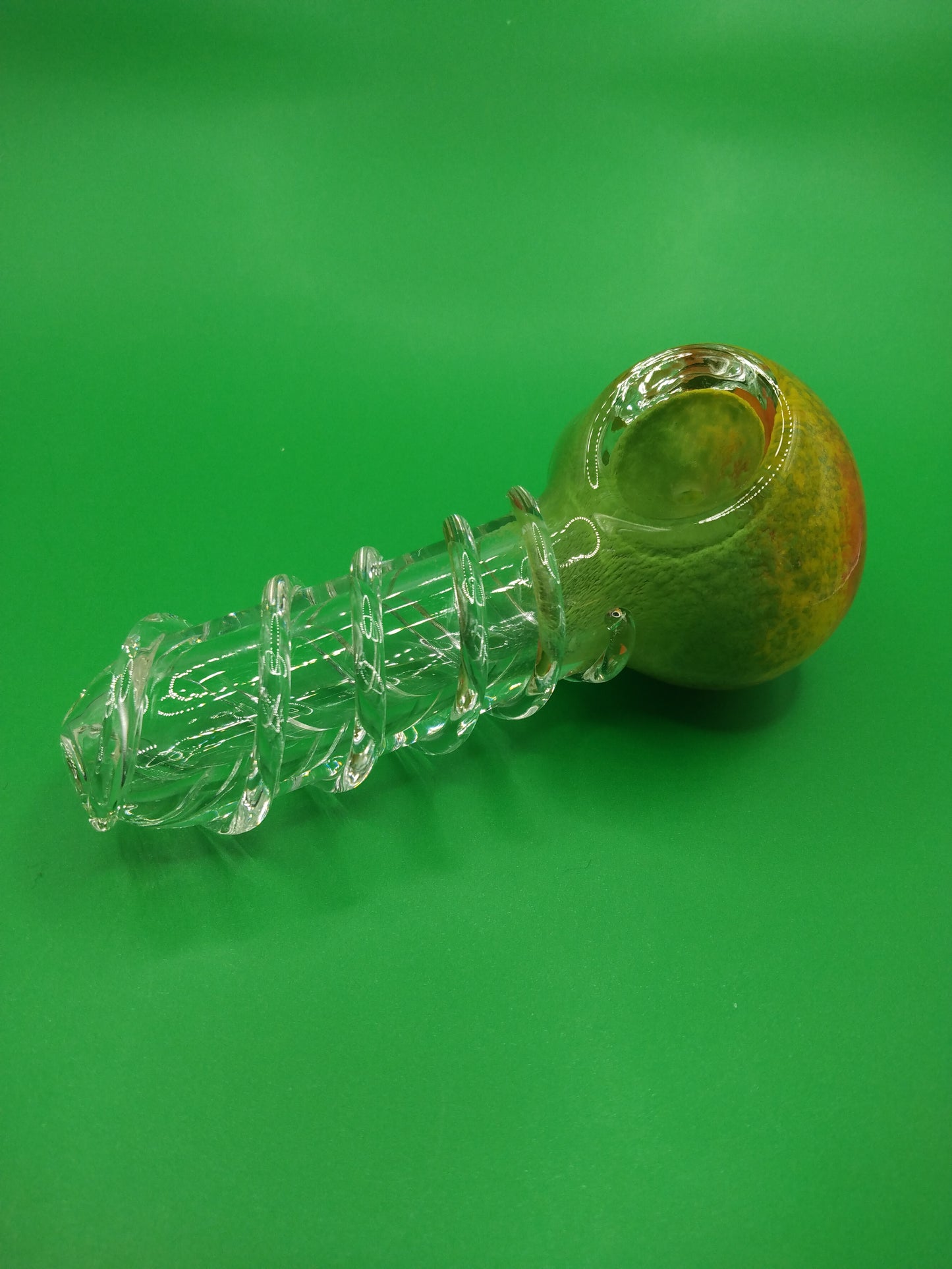 3.5" Yellow/Green/Red Spiral Glass Hand Pipe (Spoon)