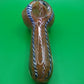 3.5" Brown & White/Blue Striped Glass Hand Pipe (Spoon)