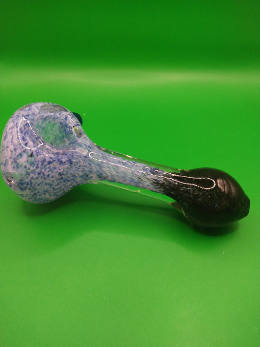 4" Blue and Black Spot Glass Hand Pipe (Spoon)