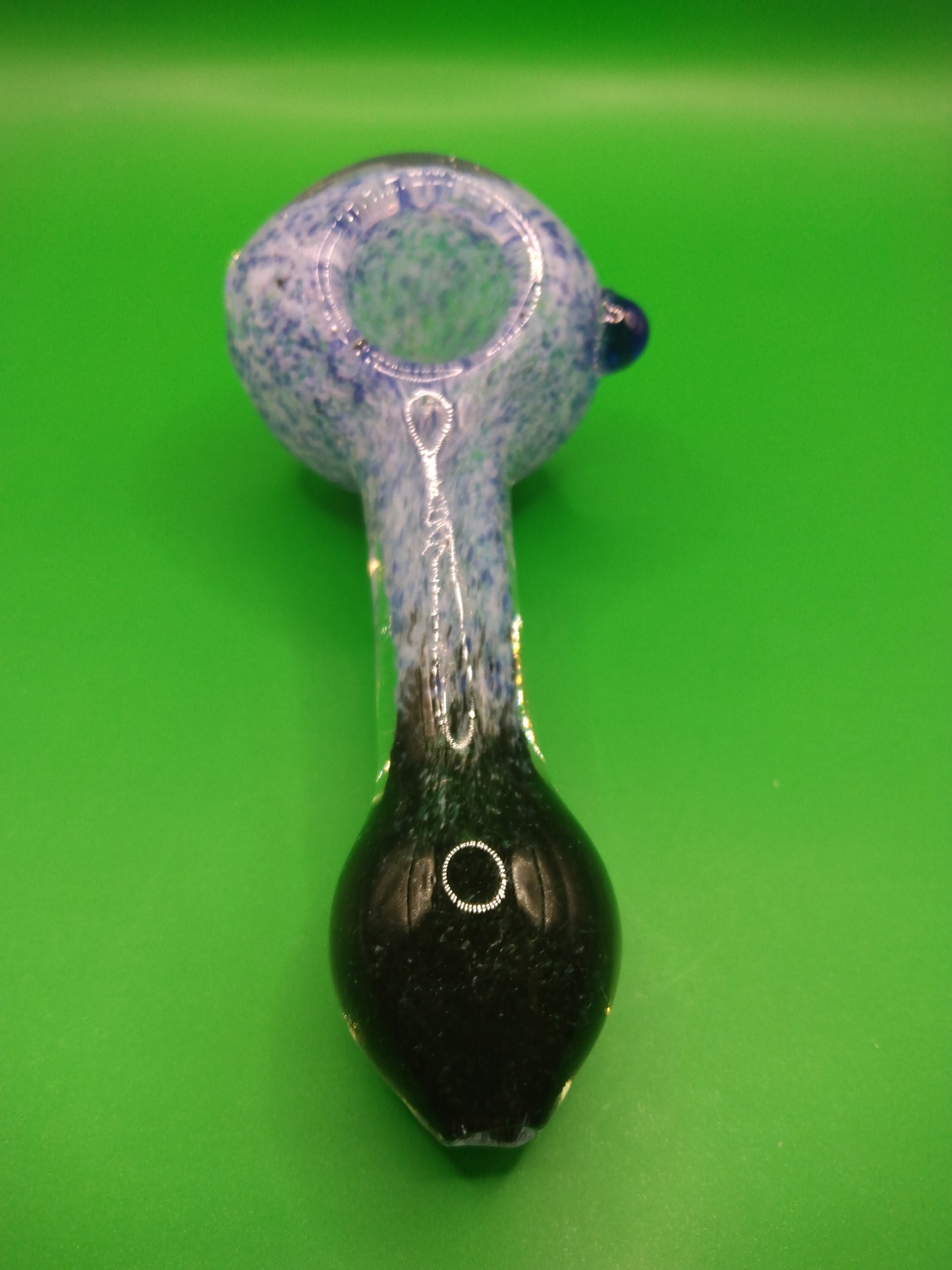 4" Blue and Black Spot Glass Hand Pipe (Spoon)