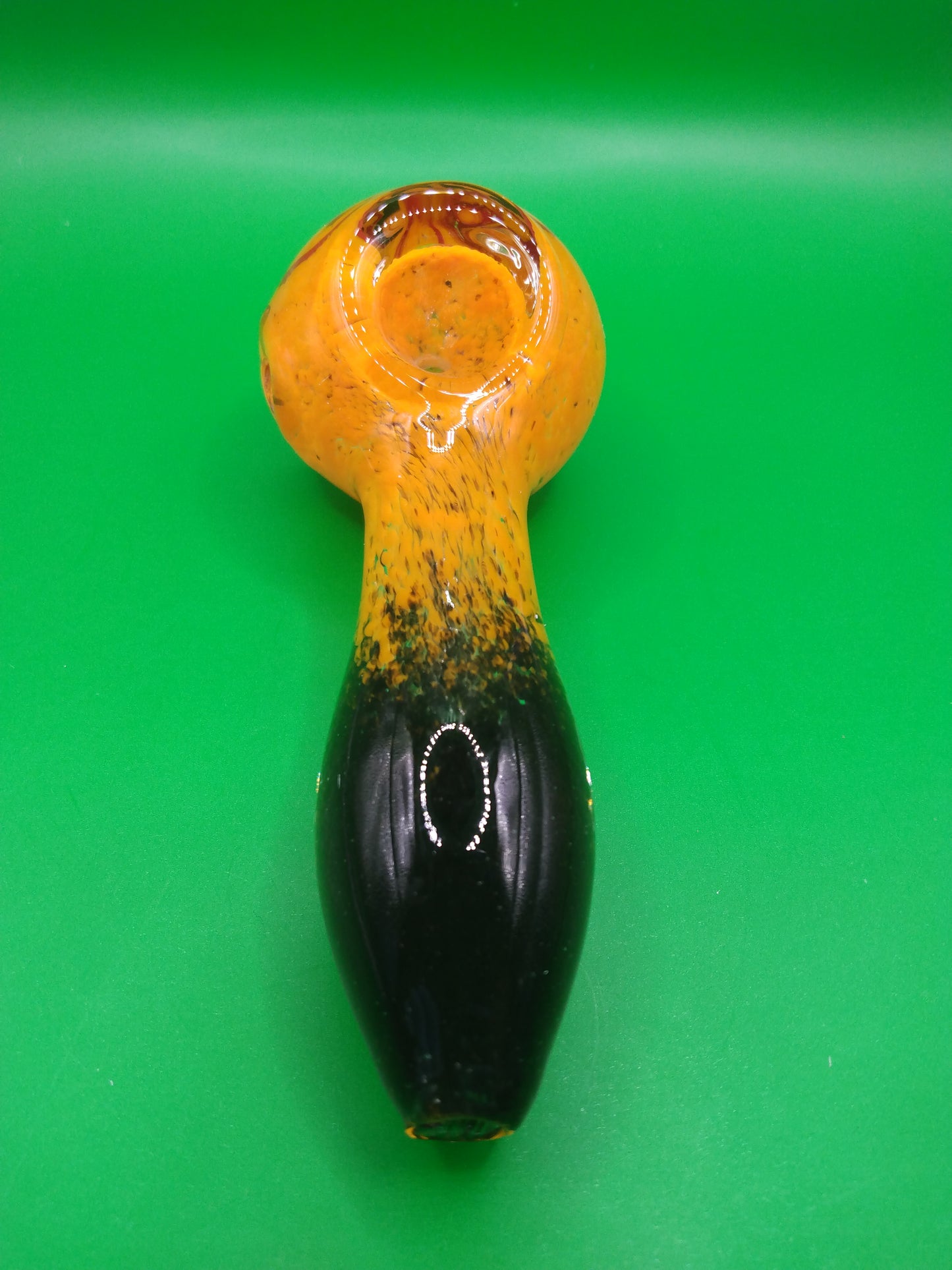 4" Light Orange and Black Glass Hand Pipe (Spoon)