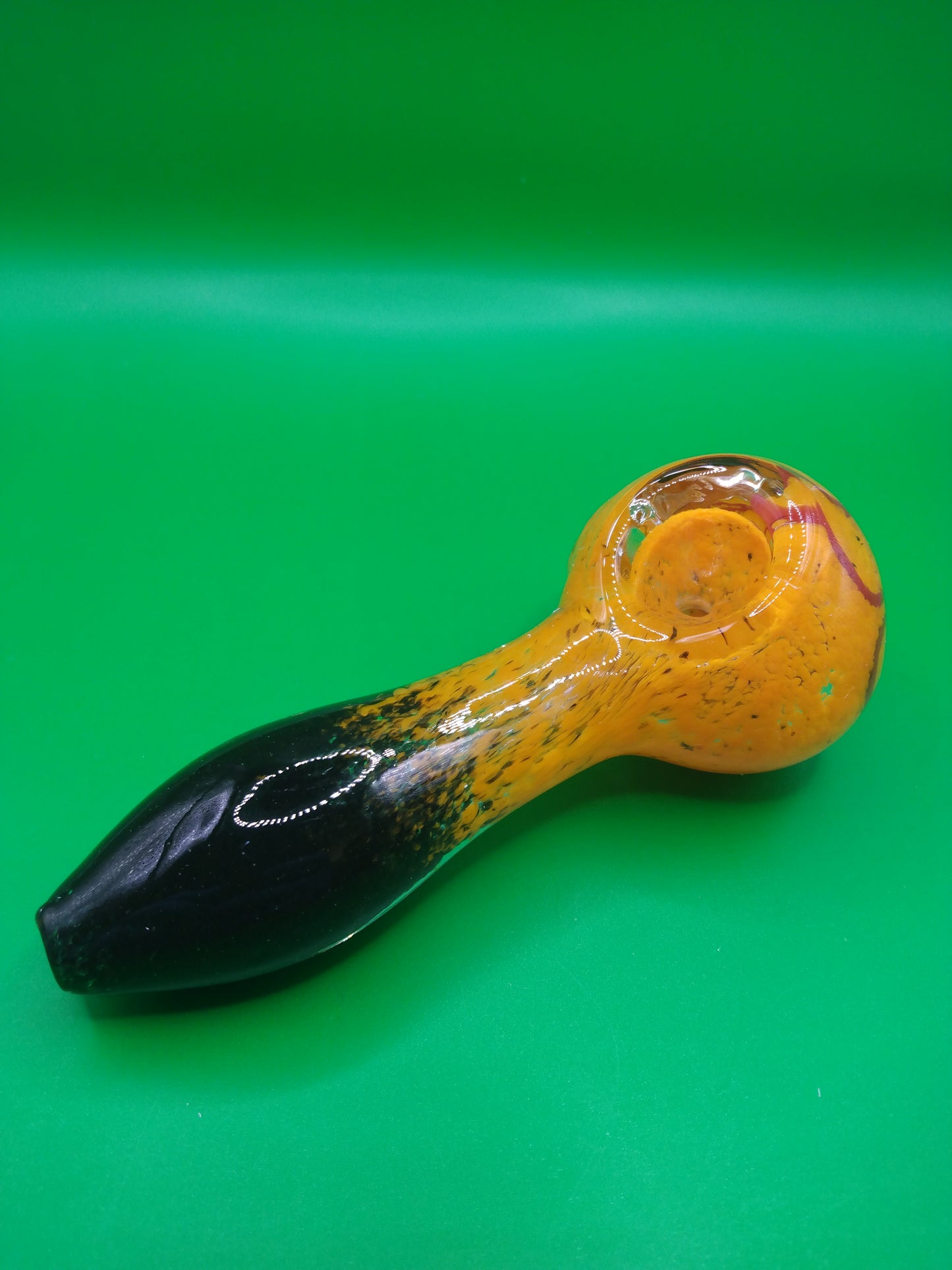 4" Light Orange and Black Glass Hand Pipe (Spoon)