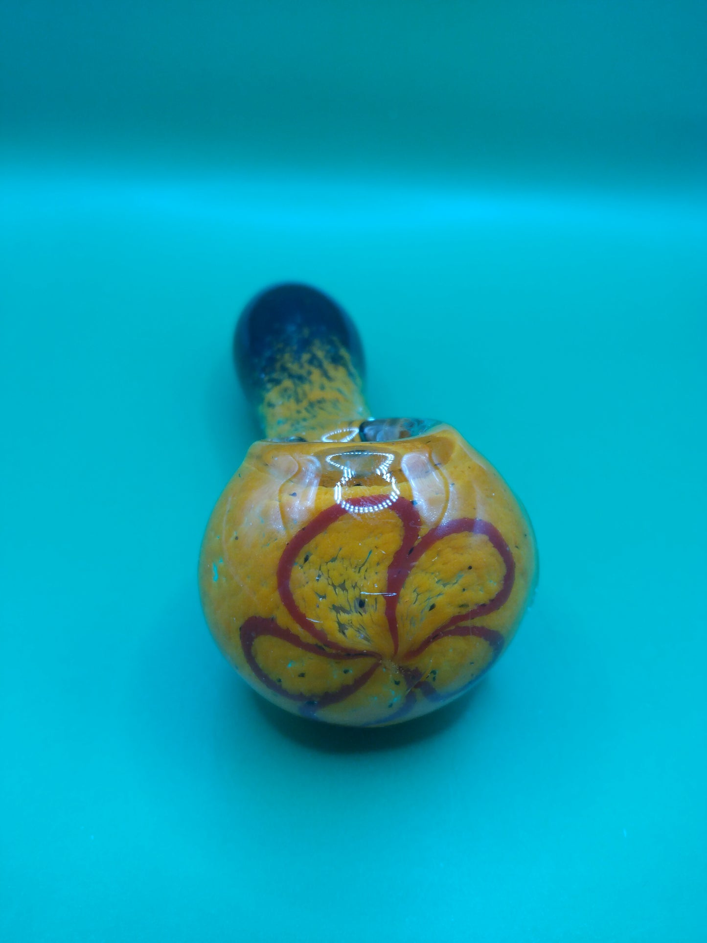 4" Light Orange and Black Glass Hand Pipe (Spoon)