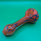 4" Orange and Blue Striped Glass Hand Pipe (Spoon)