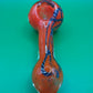 4" Orange and Blue Striped Glass Hand Pipe (Spoon)