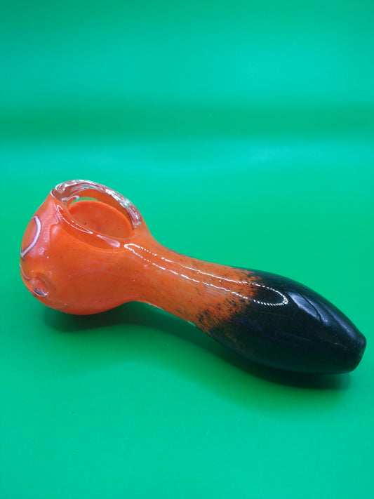 4" Orange and Black Glass Hand Pipe (Spoon)