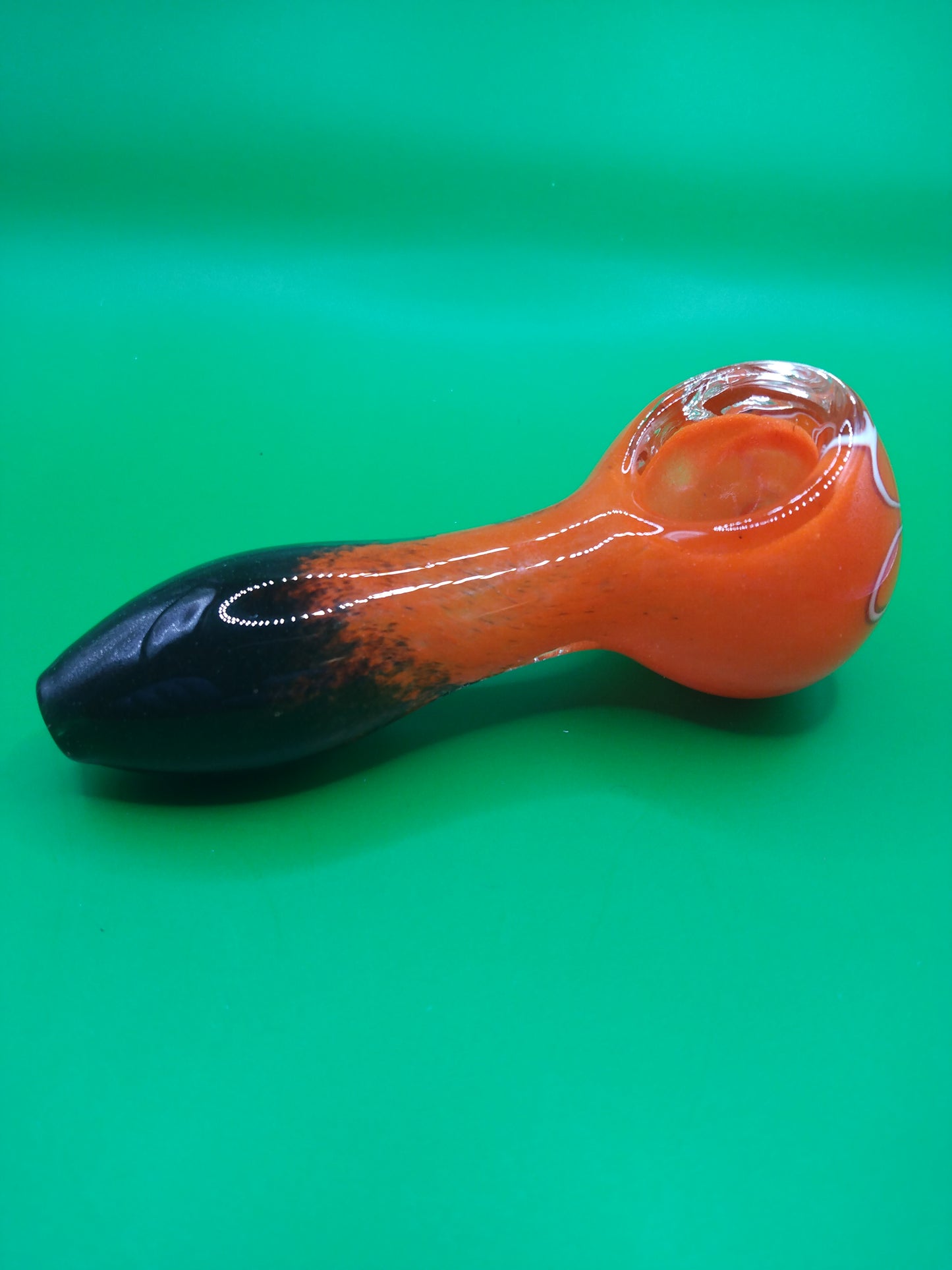 4" Orange and Black Glass Hand Pipe (Spoon)