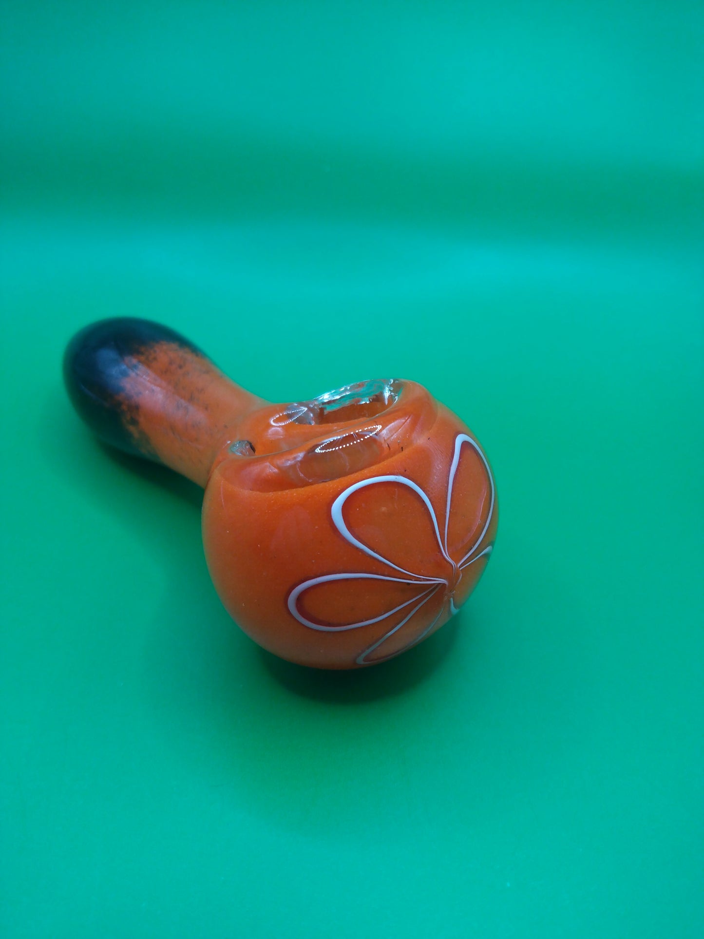 4" Orange and Black Glass Hand Pipe (Spoon)
