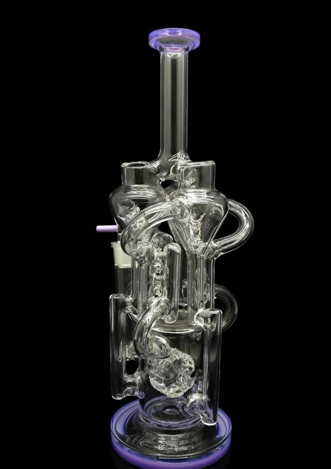 Scientific glass water pipes 12.5" tall bong 610g thinckness bongs with Multi-Chambers Perc recyclers 14.5 joint