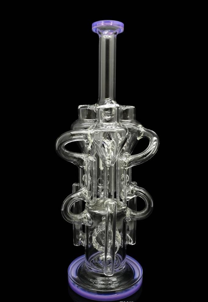 Scientific glass water pipes 12.5" tall bong 610g thinckness bongs with Multi-Chambers Perc recyclers 14.5 joint