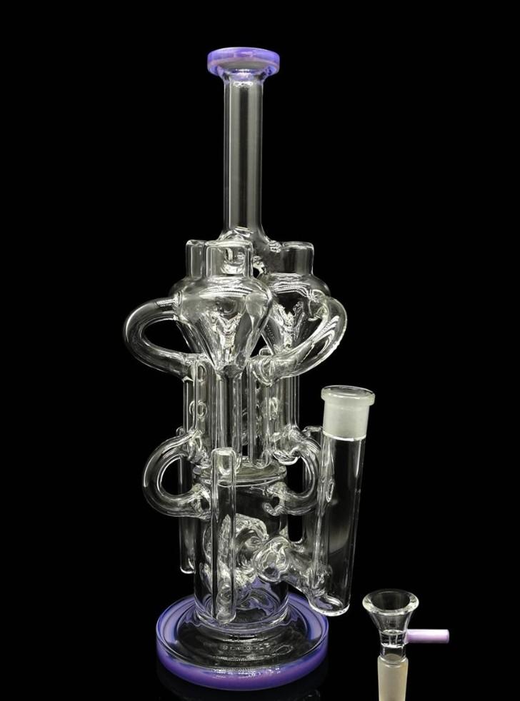Scientific glass water pipes 12.5" tall bong 610g thinckness bongs with Multi-Chambers Perc recyclers 14.5 joint
