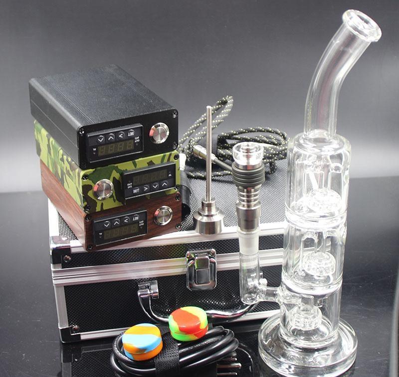 Newest E Digital Nail Kit with 6 in 1 Titanium/Quartz hybrid nail coil heater work with Barrel to fab Egg incycler bong