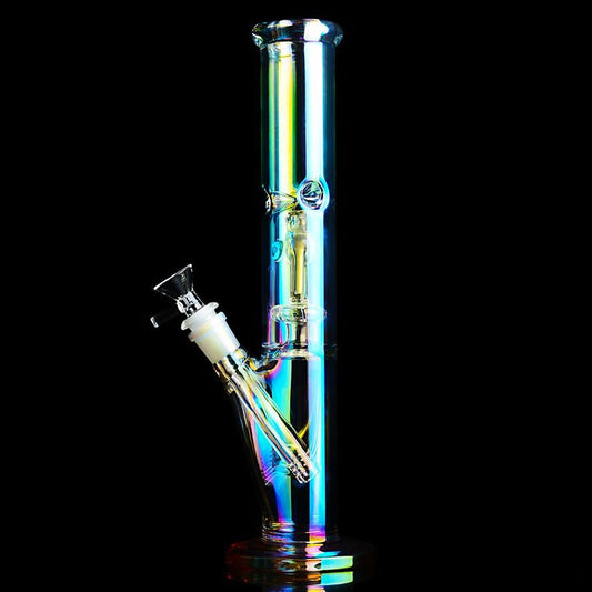 Iridescent Bong With Percolator  - 12.2in Tall | 14mm Bowl