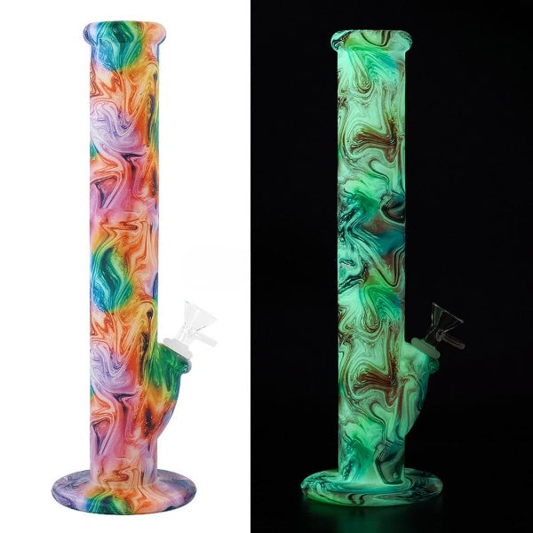 Glow In the Dark Multi-Color Straight Tube Bong