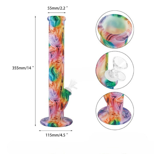 Glow In the Dark Multi-Color Straight Tube Bong