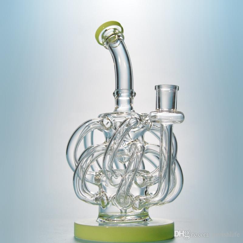 Super Vortex Glass Bong Dab Rig Tornado Cyclone Recycler Rigs 12 Recycler Tube Water Pipe 14mm Joint Oil Rigs Bongs with Heady Bowl