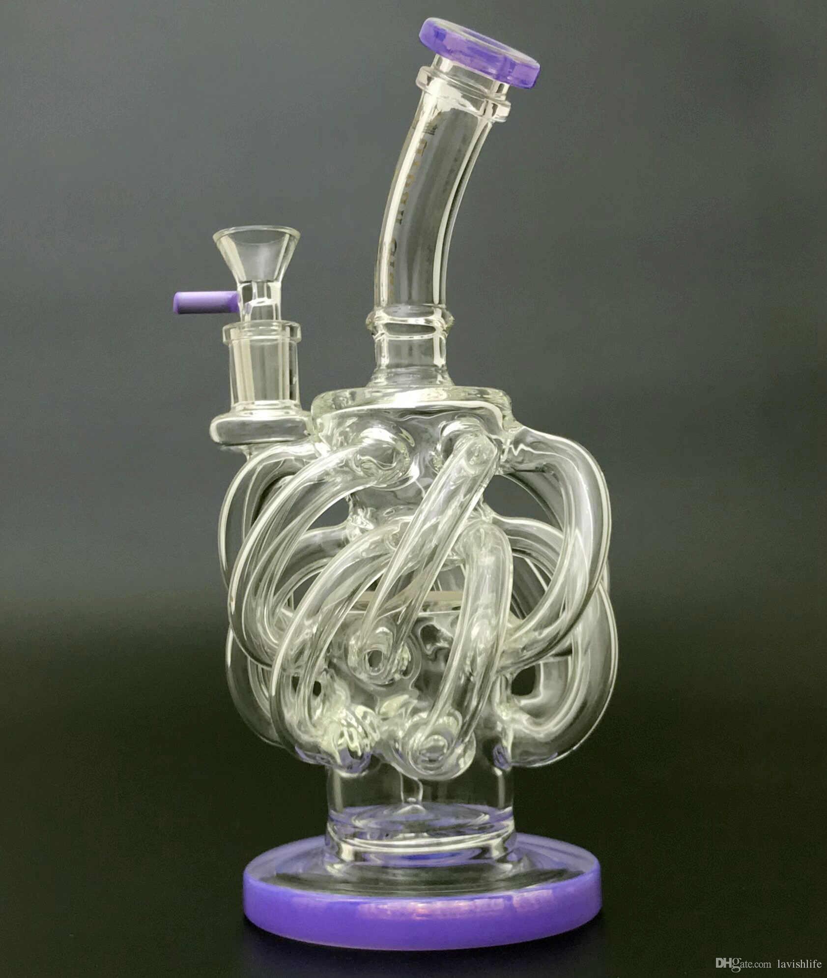 Super Vortex Glass Bong Dab Rig Tornado Cyclone Recycler Rigs 12 Recycler Tube Water Pipe 14mm Joint Oil Rigs Bongs with Heady Bowl