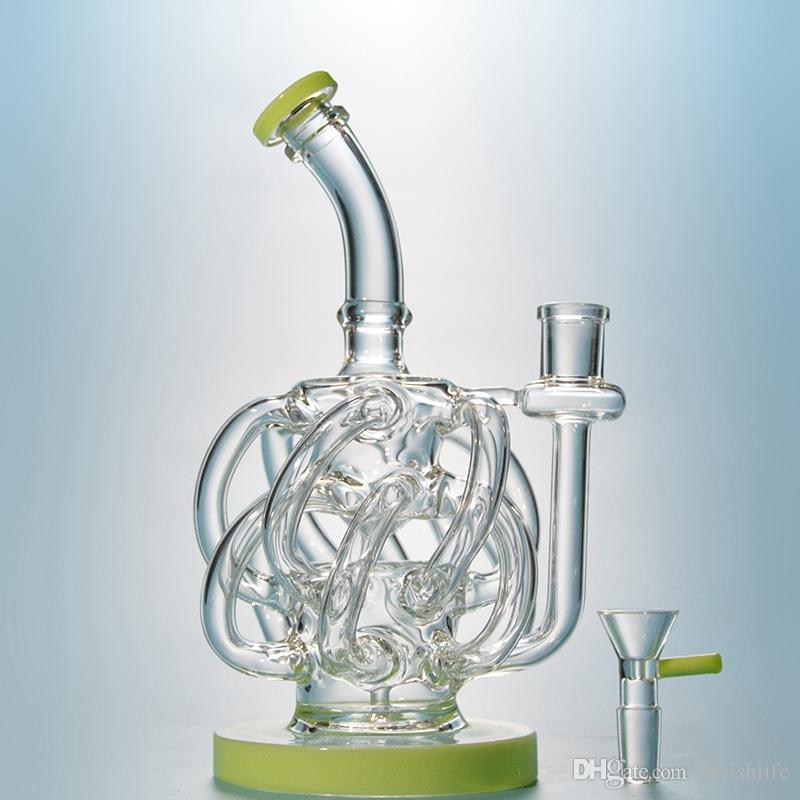 Super Vortex Glass Bong Dab Rig Tornado Cyclone Recycler Rigs 12 Recycler Tube Water Pipe 14mm Joint Oil Rigs Bongs with Heady Bowl