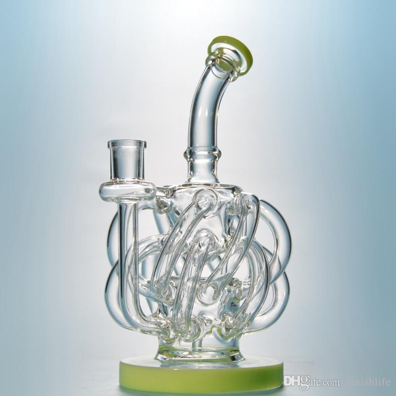 Super Vortex Glass Bong Dab Rig Tornado Cyclone Recycler Rigs 12 Recycler Tube Water Pipe 14mm Joint Oil Rigs Bongs with Heady Bowl
